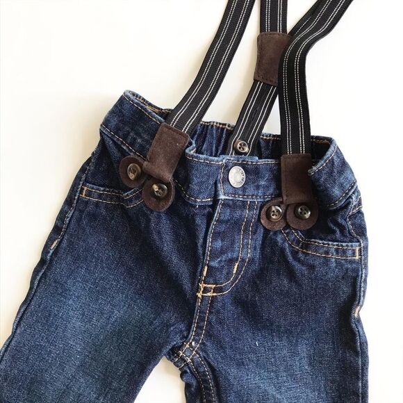 Carters dark denim suspender jeans EUC 6 months - Picture 2 of 4